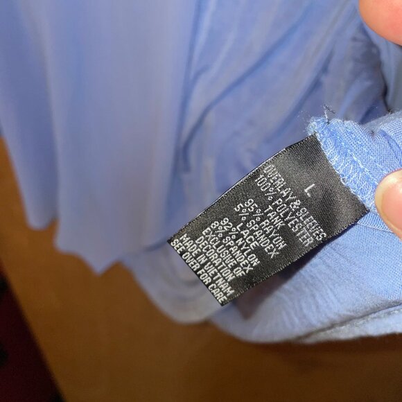 Iz Byer Womens Lace Shoulder Long Sleeve Blouse L Light Blue - Picture 5 of 6